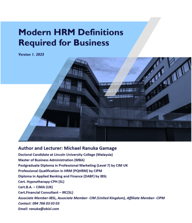 Modern HRM Definitions by Michael Ranuka Gamage